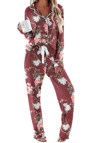 Women's Cuban Collar Star Floral Print Long Sleeve Shirt Set