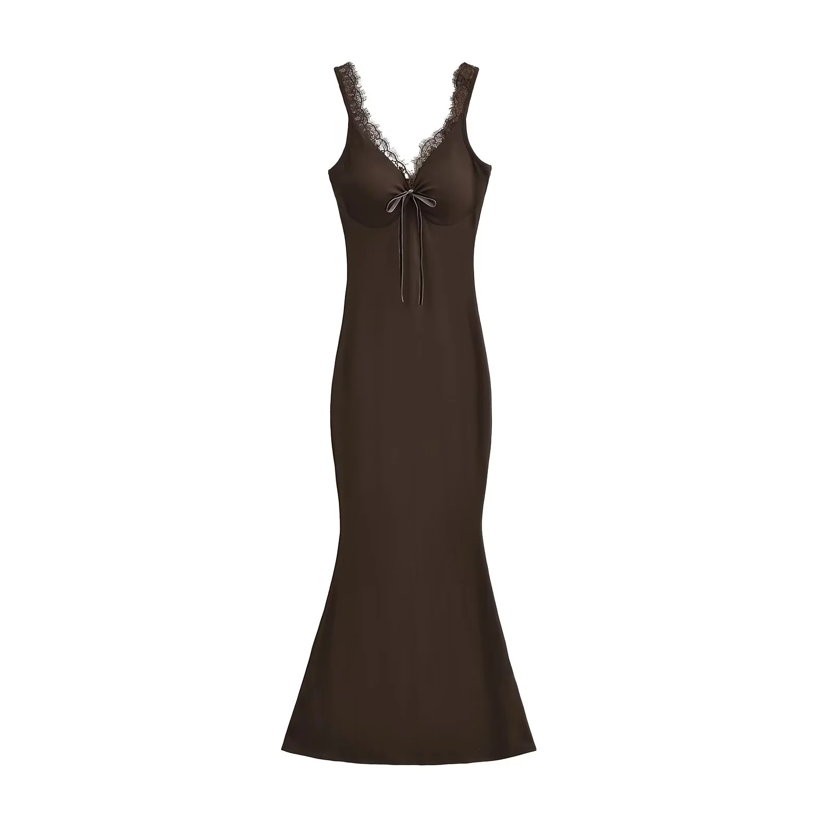 Women's Sleeveless V-Neck Bodycon Mermaid Dress with Padded Bust