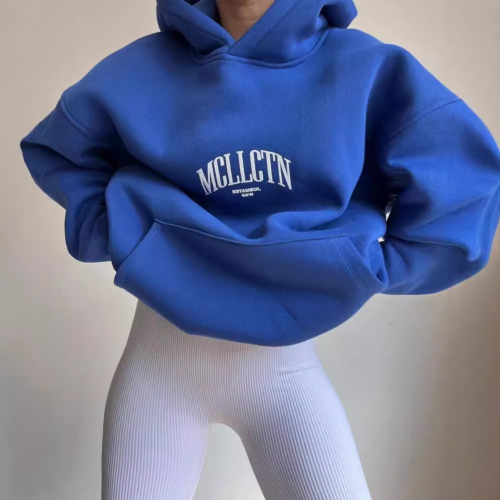 Women's Letter Print Hooded Pullover Sweatshirt