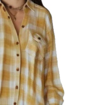 Retro Yellow Plaid Shirt Dress Long Sleeve Midi