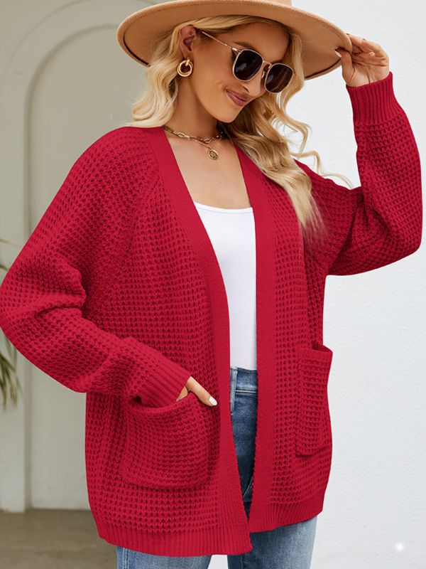 Women's Cozy Knit Cardigan Sweater Coat V-Neck Mid-Length