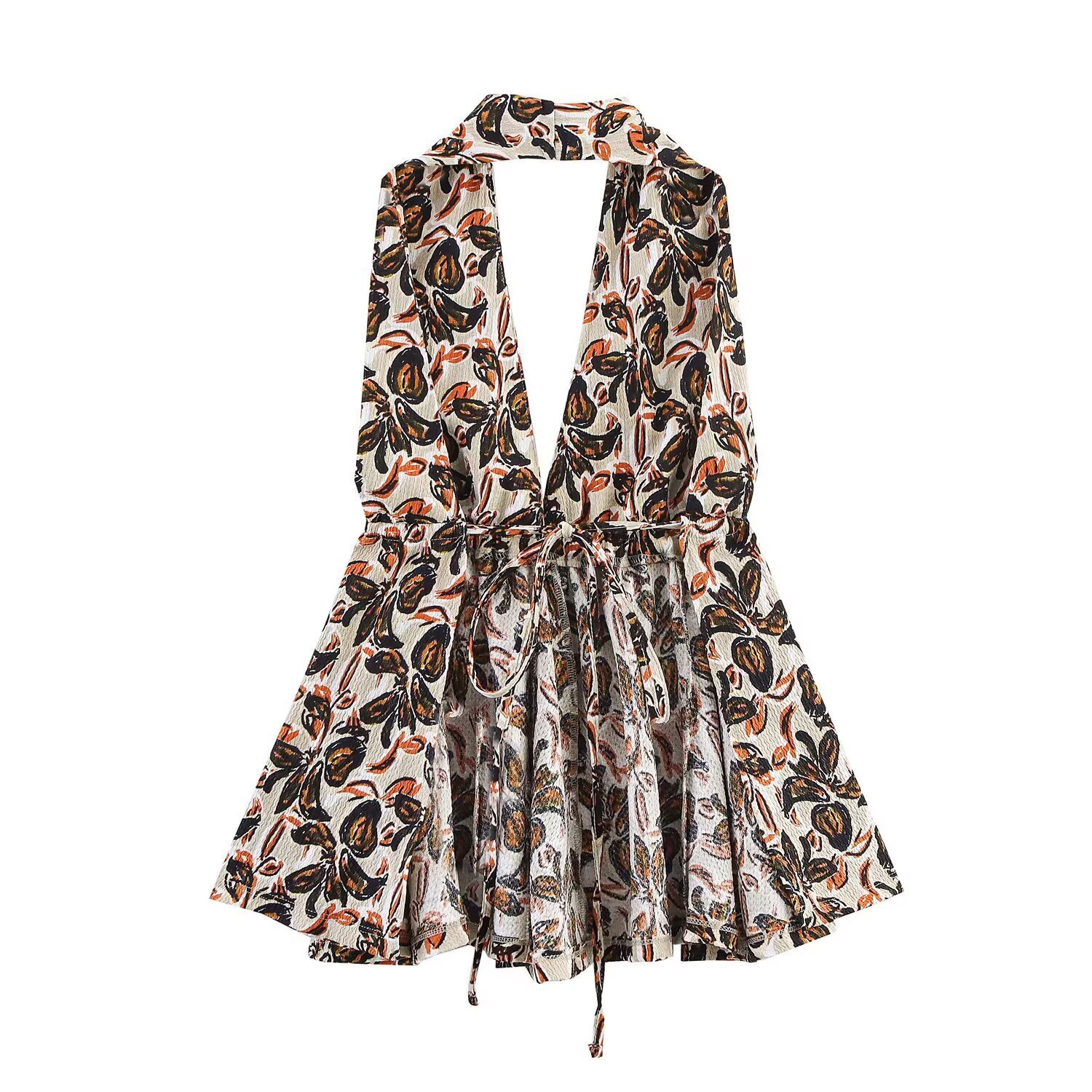 Women's Printed Halter Cami & Wide-Leg Pants Set