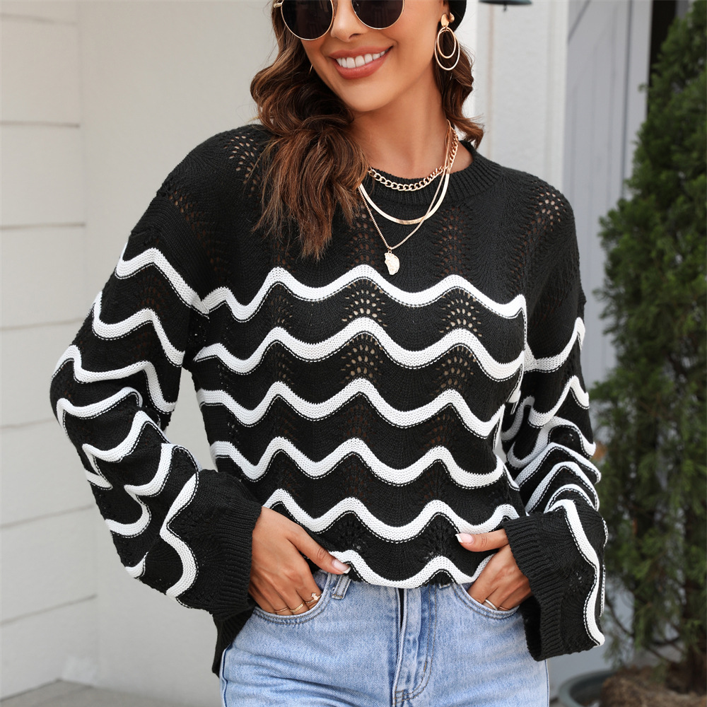 Women's Long Sleeve Cutout Knit Pullover Sweater
