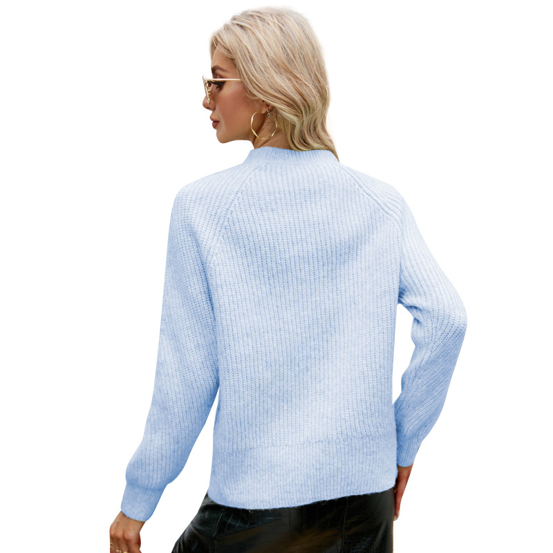 Women's Crewneck Solid Mohair Pullover Sweater Long Sleeve