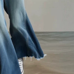 Women's Denim Jumpsuit Long Sleeve Wide Flare Leg Casual
