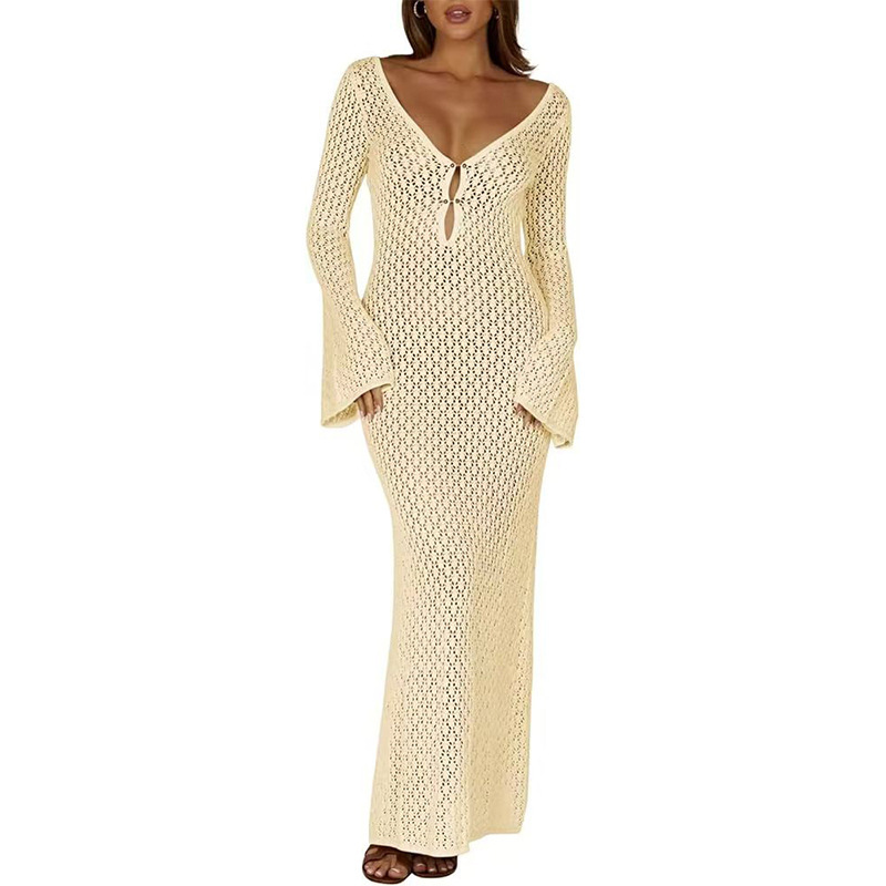 Women's Sheer Cutout Long Beach Cover-Up Dress