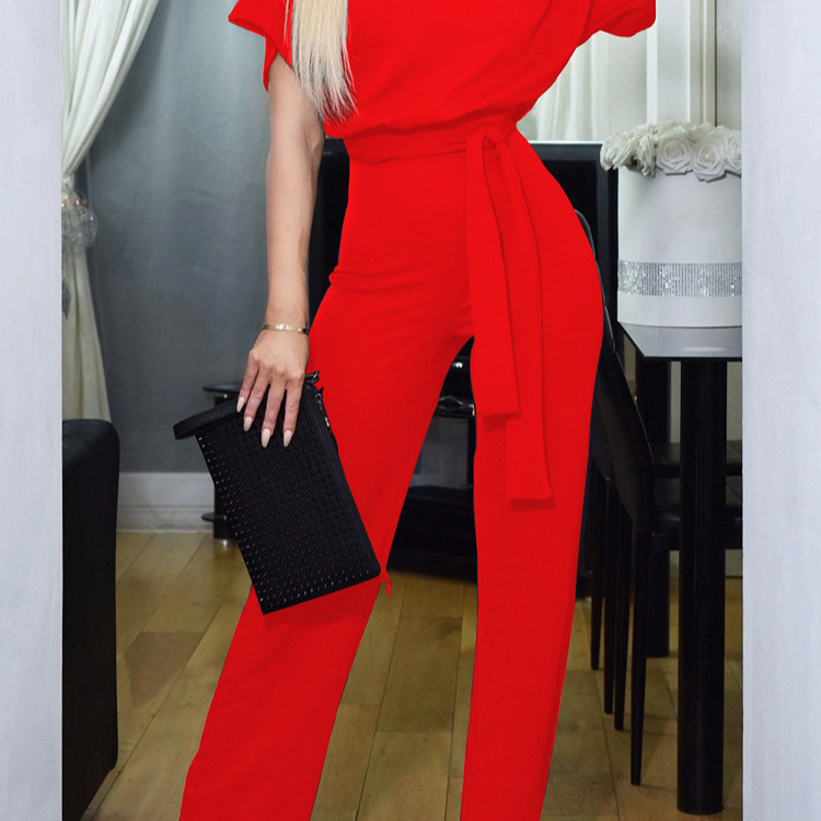 Women's Tie-Front Button Short-Sleeve Jumpsuit