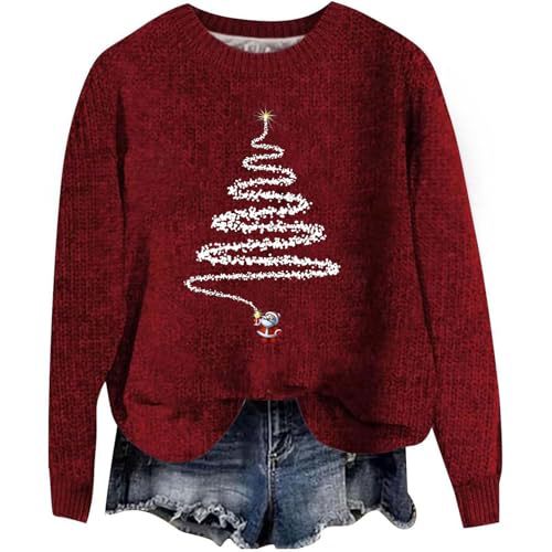Women's Christmas Tree Light Print Crewneck Sweatshirt