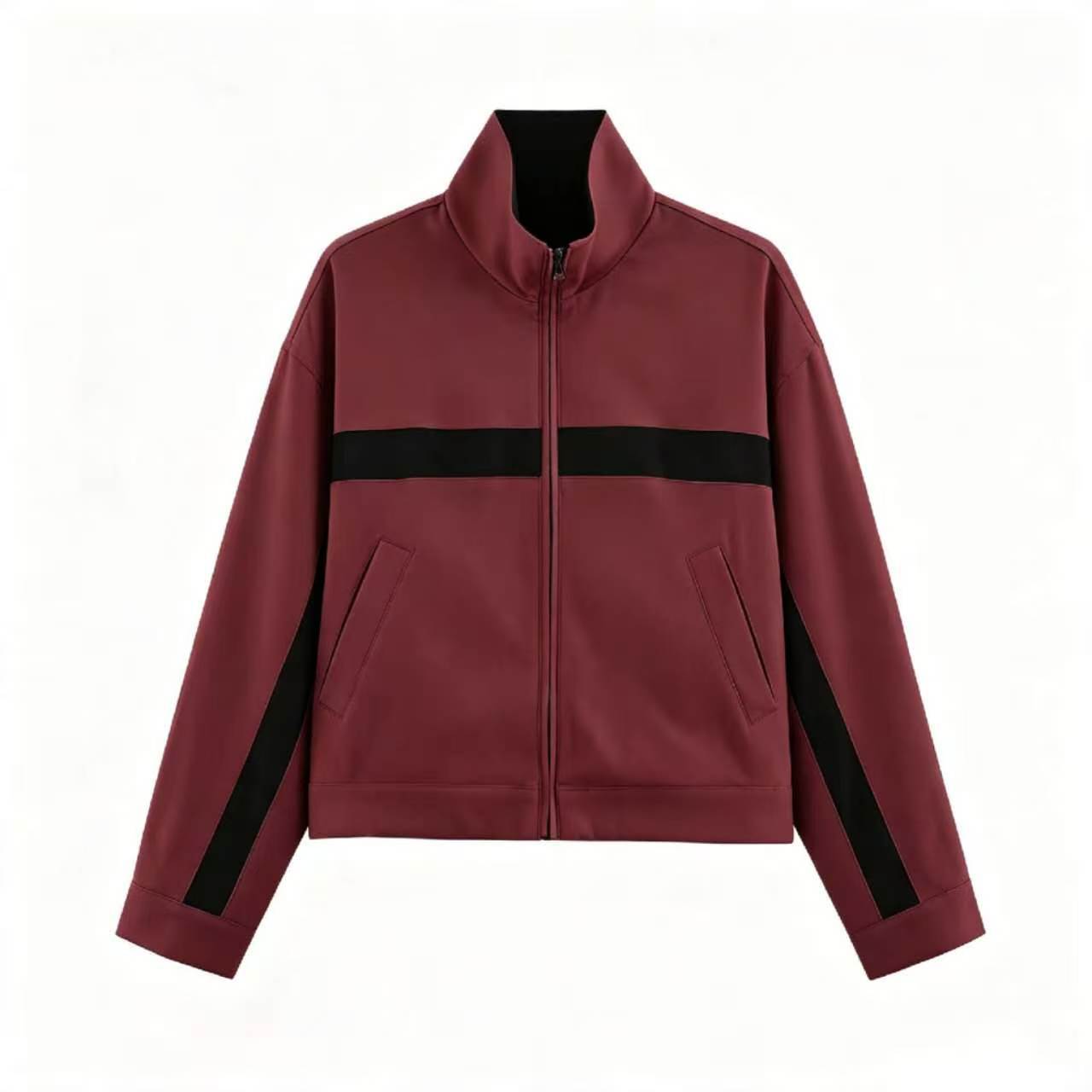 Women's Colorblock Stand Collar Zip Jacket