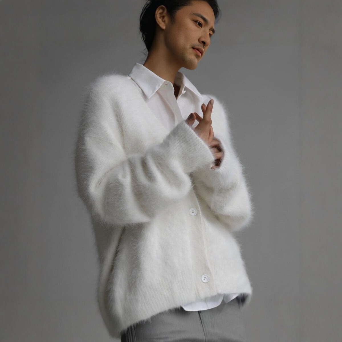 Faux Mink Cardigan Women's Loose Knit Sweater Coat Soft Long Sleeve