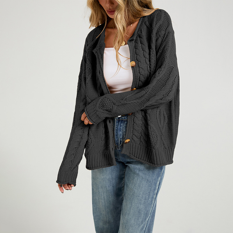 Women's Cable Knit Long Sleeve Cardigan Sweater Coat