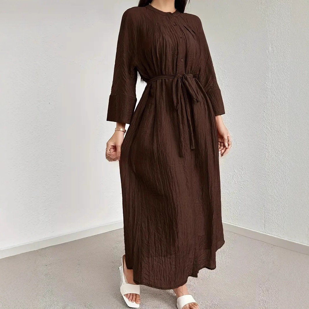 Elegant V-Neck Batwing Sleeve A-Line Long Dress