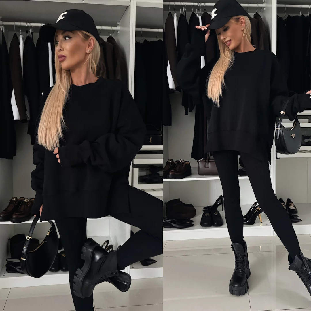 Women's Casual Two-Piece Set Slim Pants and Loose Hoodie