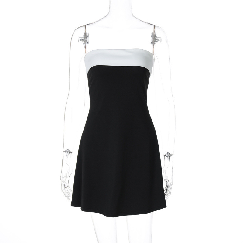 Women's Color-Block Off-Shoulder Strapless Bodycon Dress