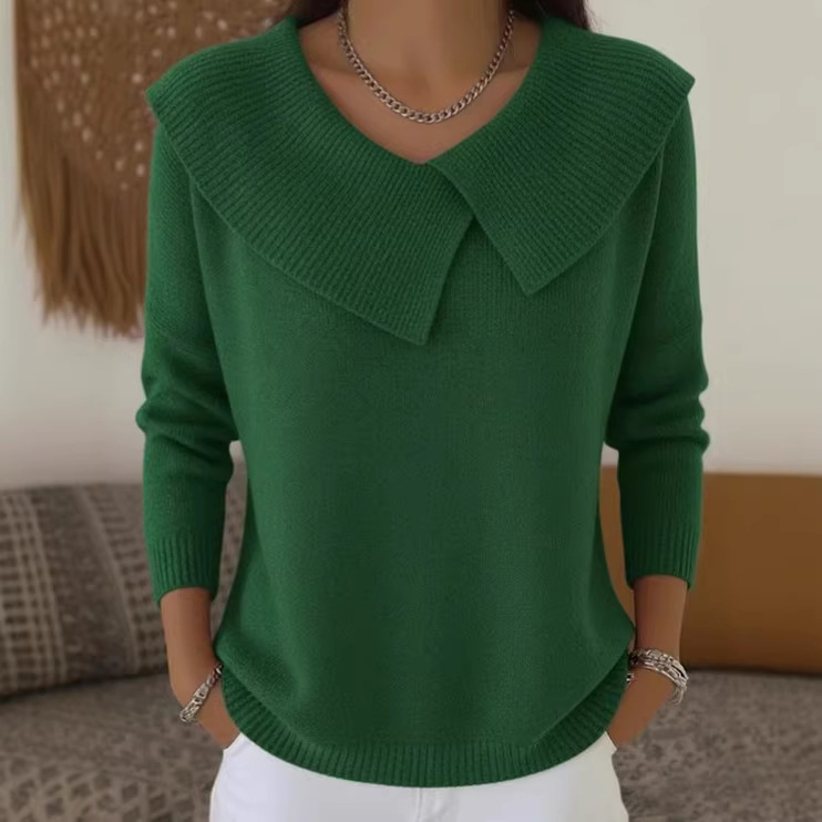 Korean Retro Collared Knit Sweater Slimming Pullover