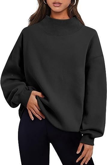 Women's Fleece-Lined Sweatshirt Half Turtleneck Loose Fit
