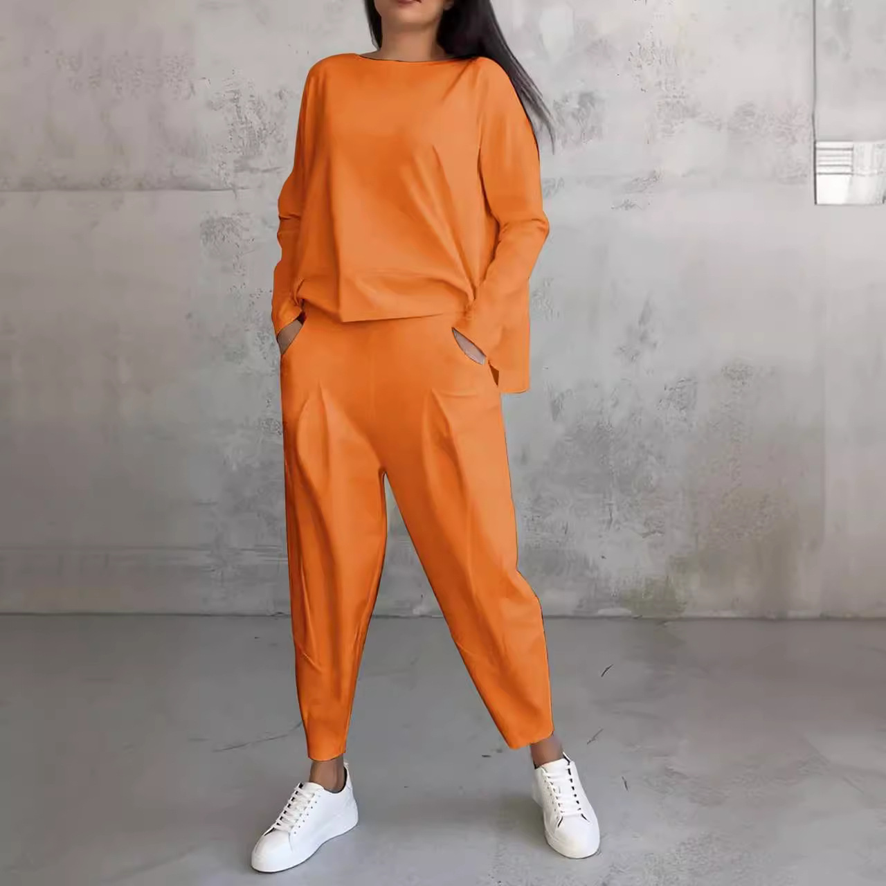 Women's Irregular Long-Sleeve Hoodie and Harem Pants Set