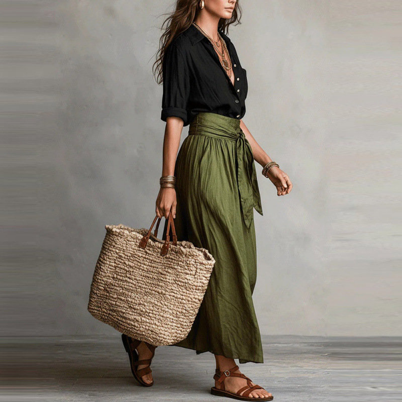Women's V-Neck Ruffle Two-Piece Dress Set