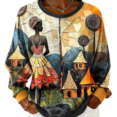 Women's Black Floral Tree Print Sweatshirt