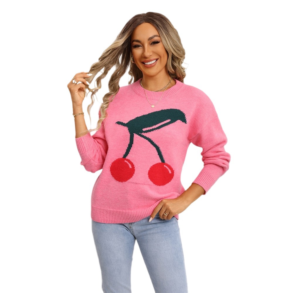 Cute Cherry Knit Pullover Sweater