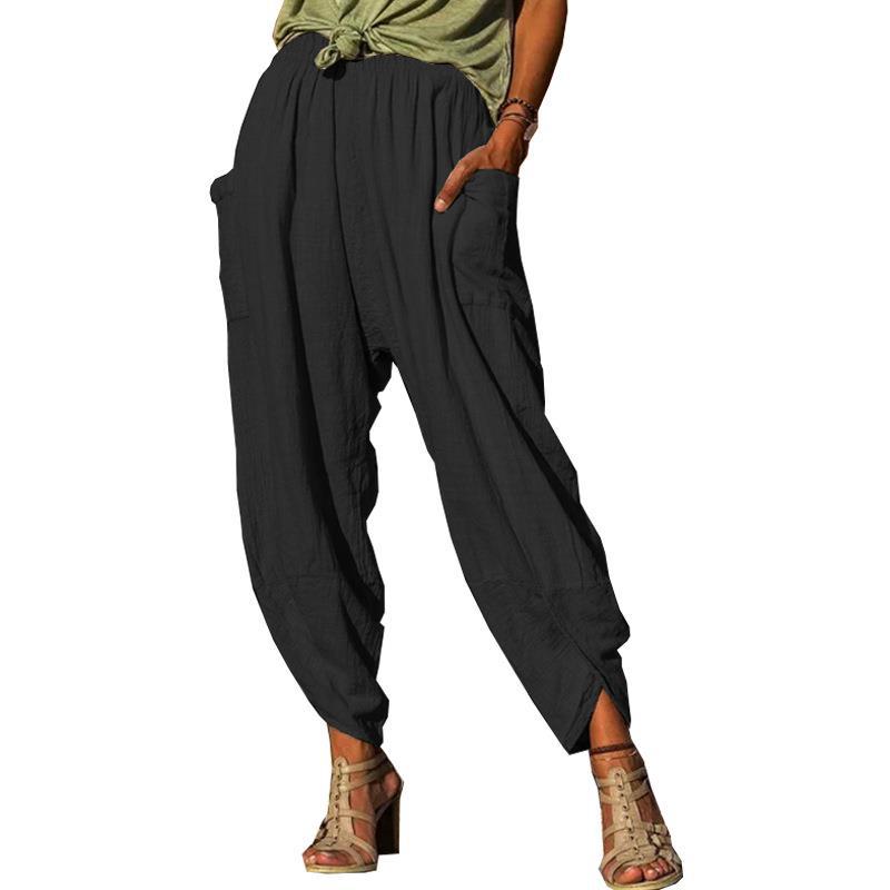 Women's Casual Cotton-Linen Harem Pants Loose Bohemian Long Pants