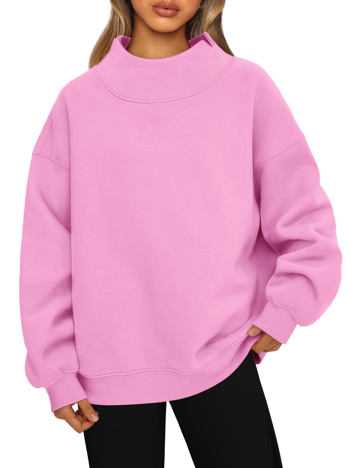 Loose Solid Color Turtleneck Long Sleeve Sweatshirt for Women