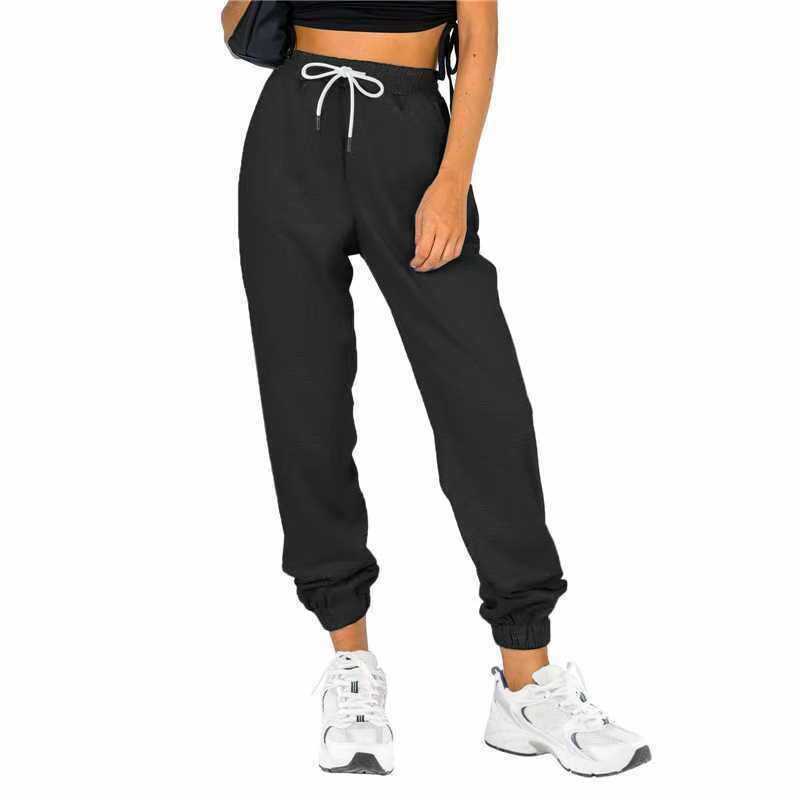 Women's High-Waist Tapered Jogger Pants with Pockets Solid Color