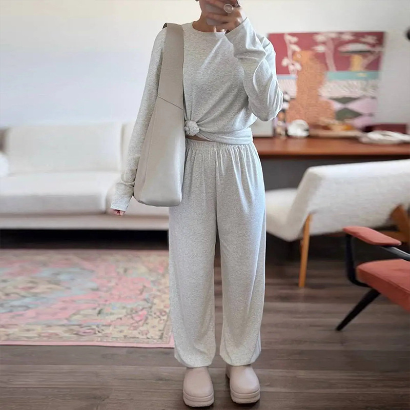 Women's Casual Two-Piece Sweatshirt & Wide-Leg Pants Set