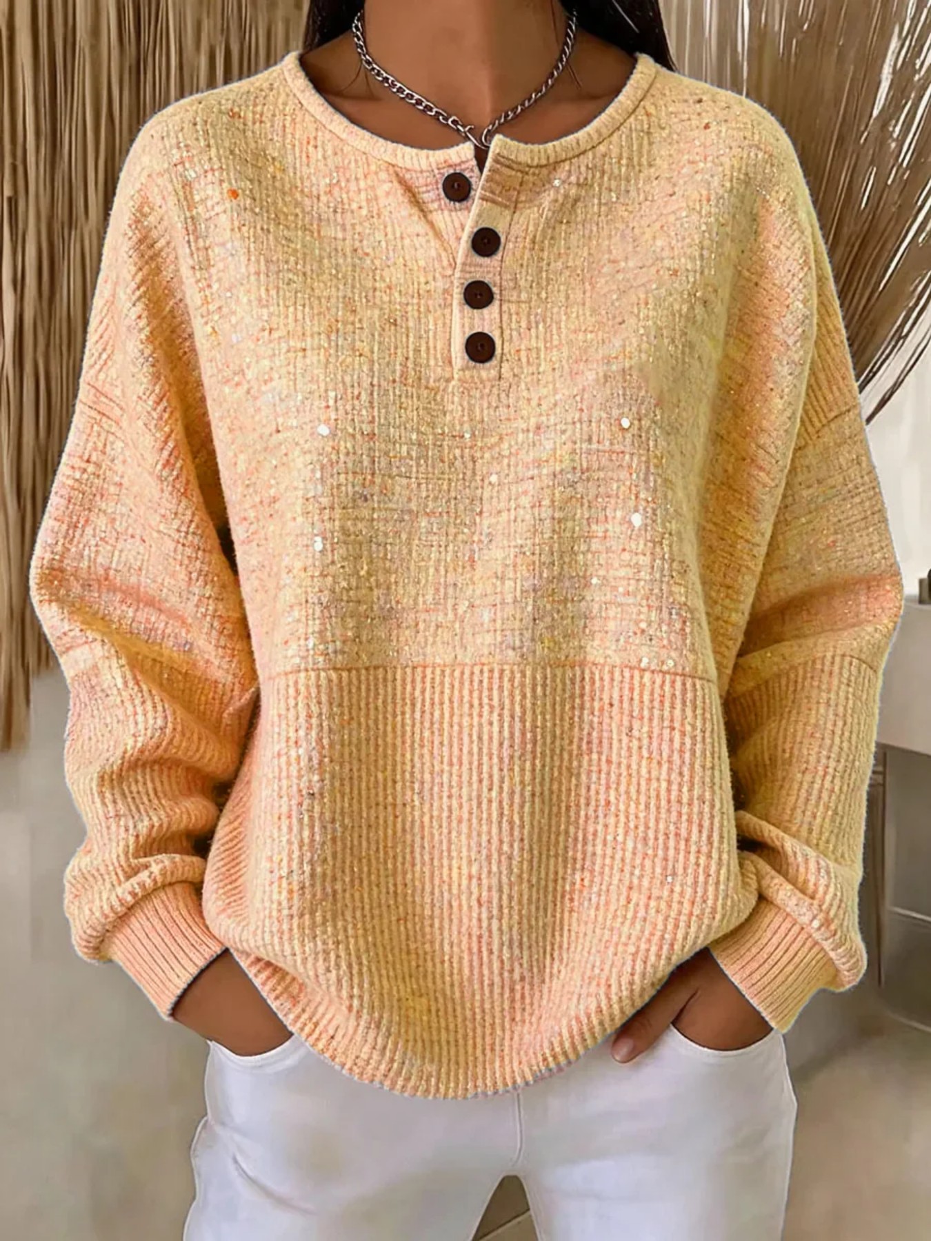 Women's Retro Plaid Print Button Sweatshirt