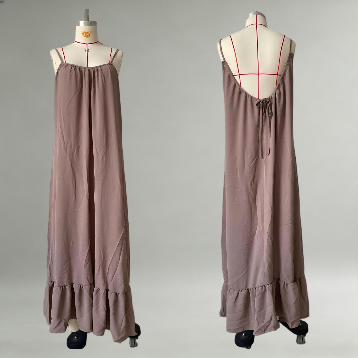 Women's Sleeveless Spaghetti Strap Solid Color Long Dress