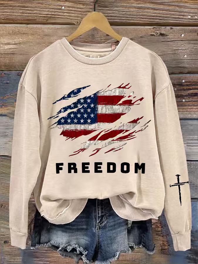 Women's American-Style Freedom Graphic Crewneck Sweatshirt