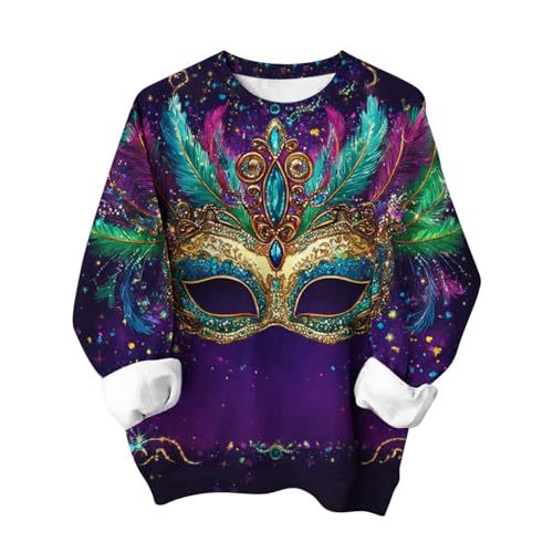 Women's St. Patrick's Day Mask Print Crewneck Sweatshirt