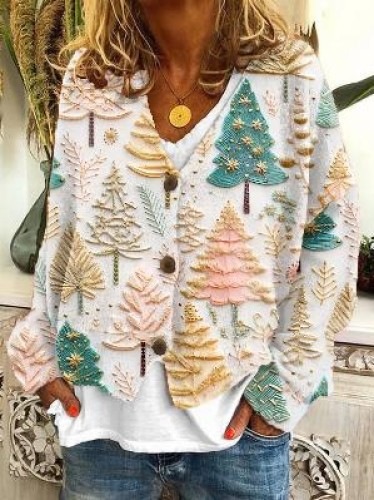 Abstract Print Open-Front Cardigan Sweater