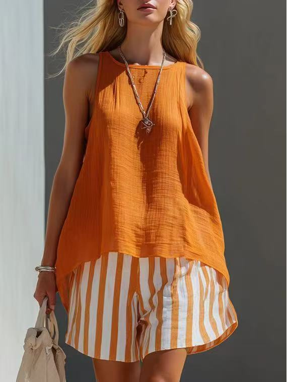 Women's Solid V-Neck Long-Sleeve Cotton-Linen Shirt Casual Loose Button-Up Top
