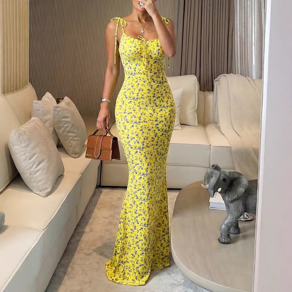 Floral Print Sleeveless A-Line Maxi Dress