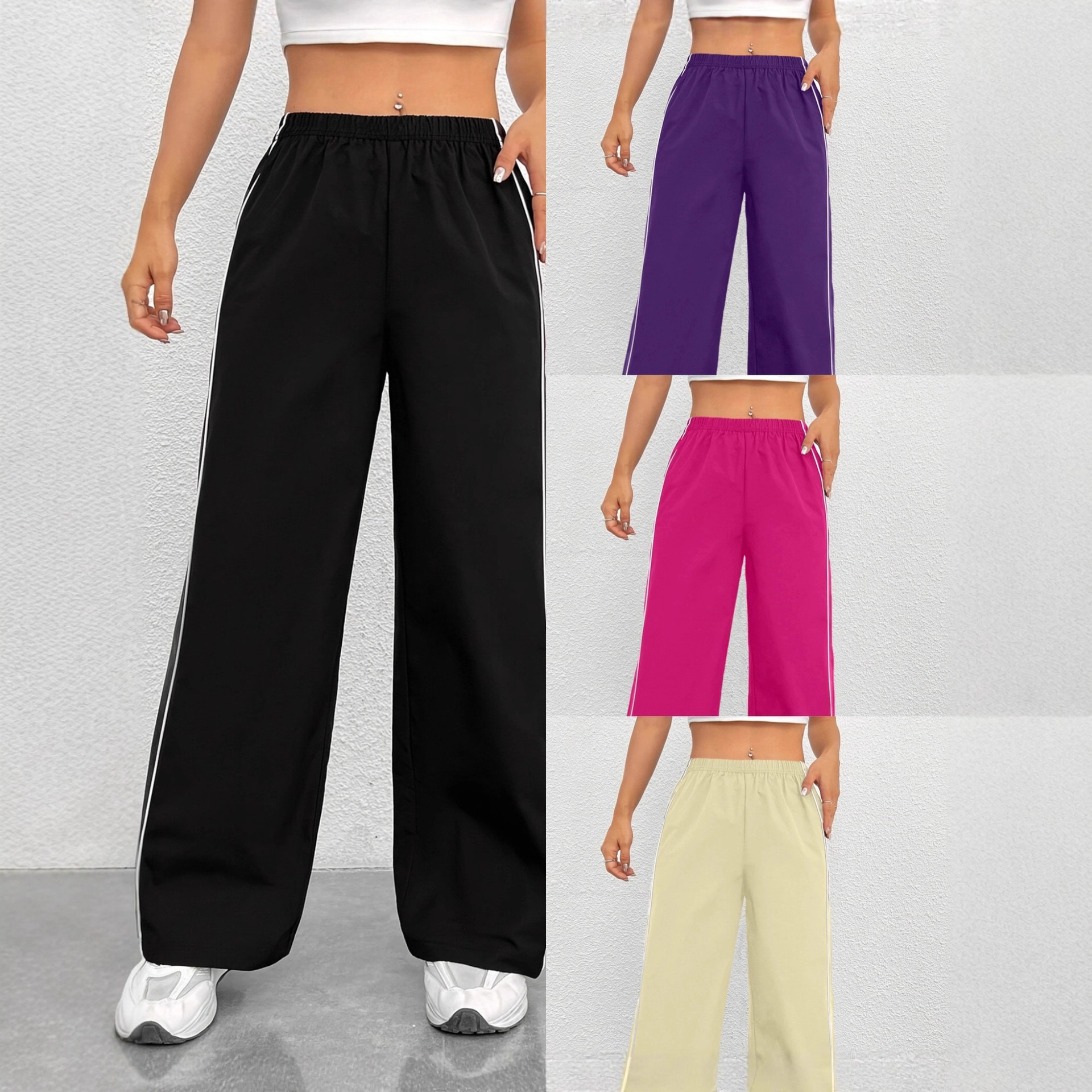 Women's Black Elegant Casual Long Pants