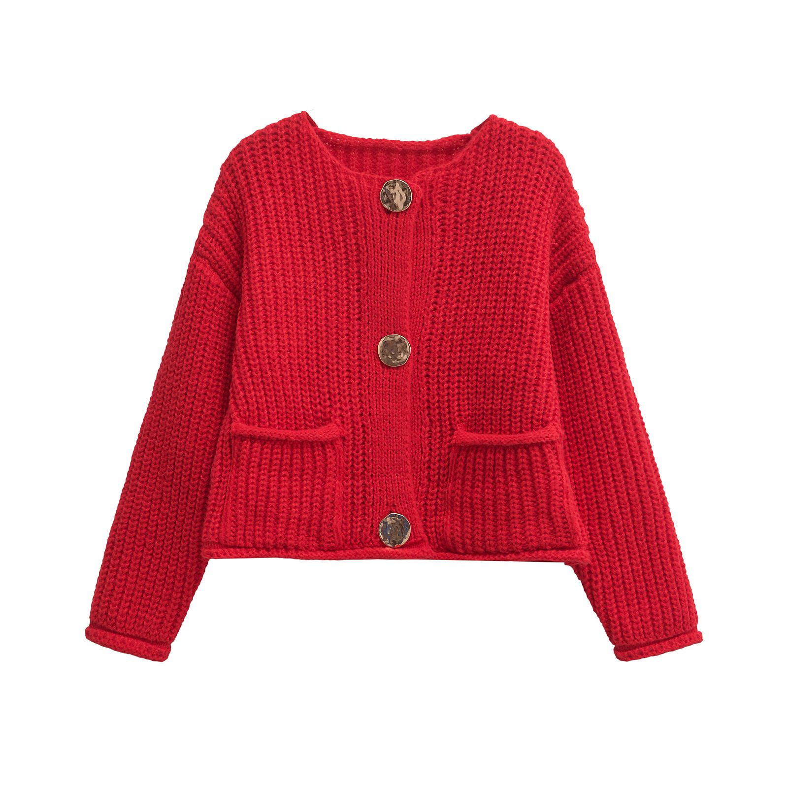 Women's Crewneck Long Sleeve Knit Cardigan Sweater