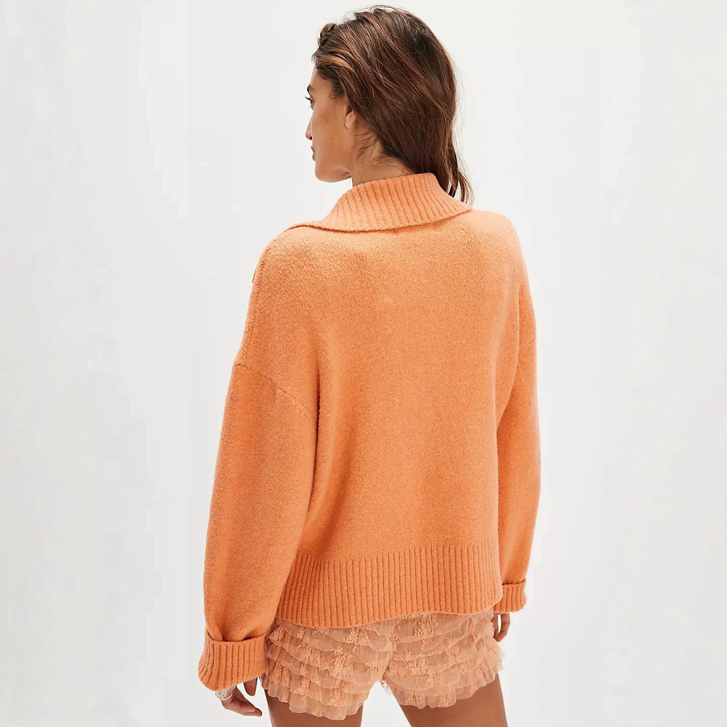 Women's Twist-Button V-Neck Knit Sweater