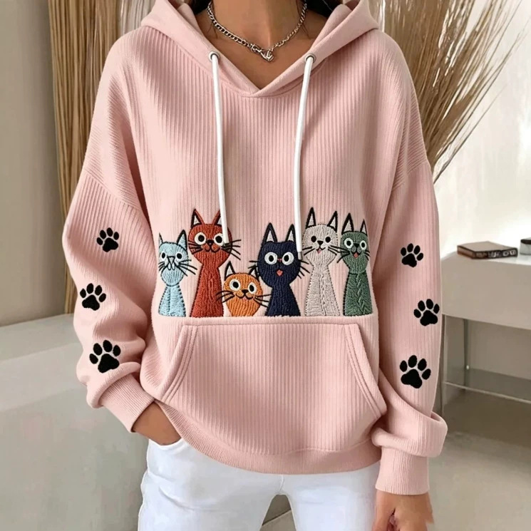 Women's Cat Paw Print Casual Sweatshirt