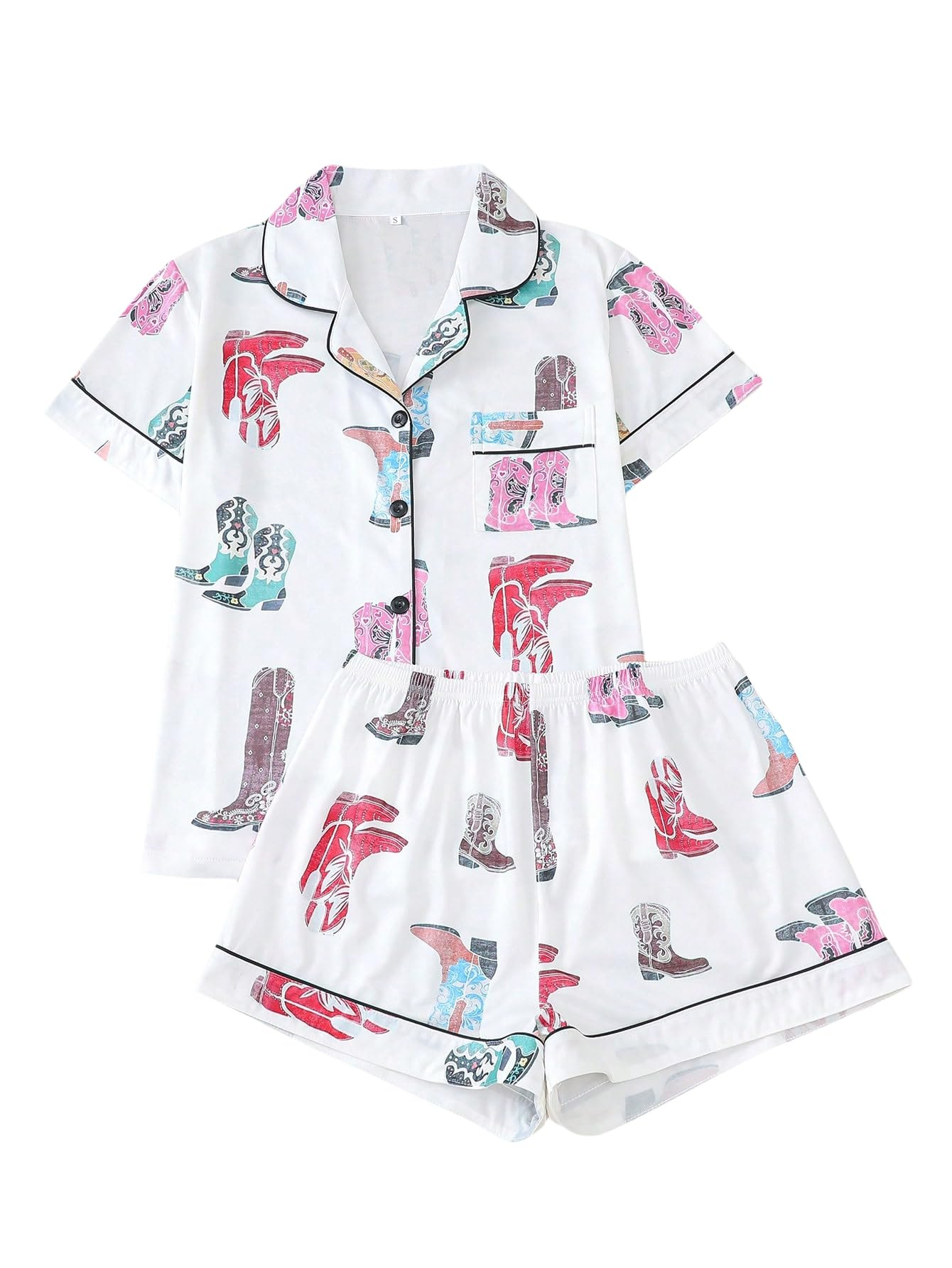 Women's Summer Hawaiian Print Short Sleeve Shirt Set