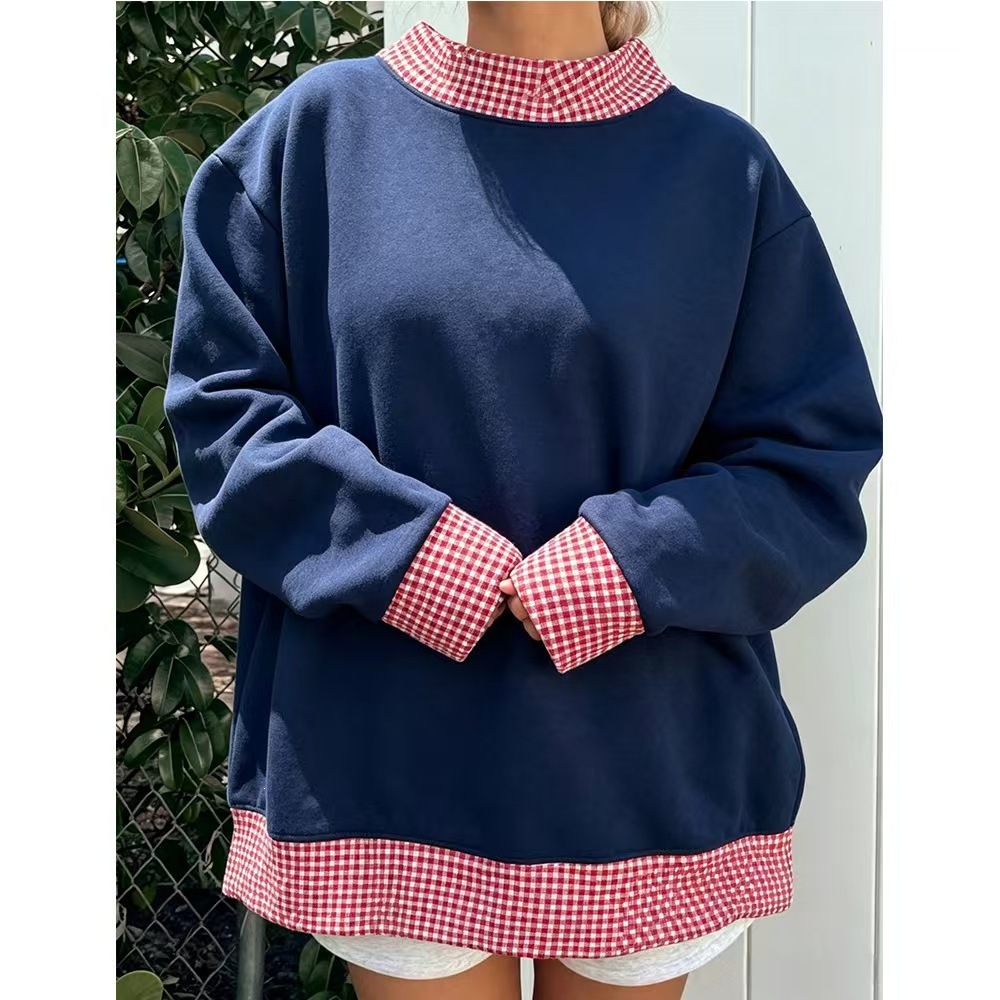 Retro Color-Block Women's Raglan Sleeve Mid-Length Sweatshirt