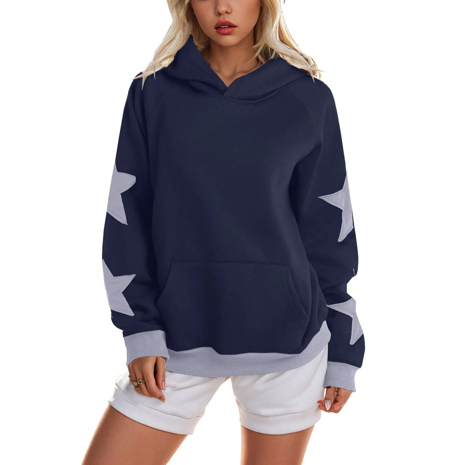 Women's Star Print Hooded Sweatshirt