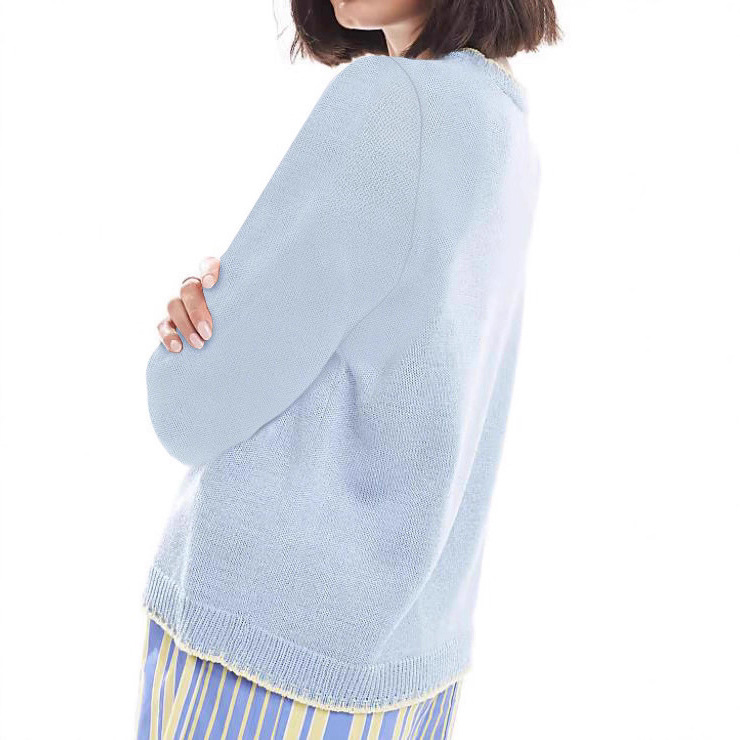 Women's Animal Pattern Colorblock Crewneck Pullover Knit Sweater