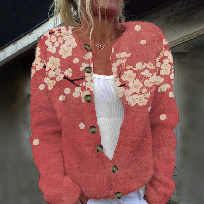 Women's Animal & Botanical Print Button-Down Cardigan