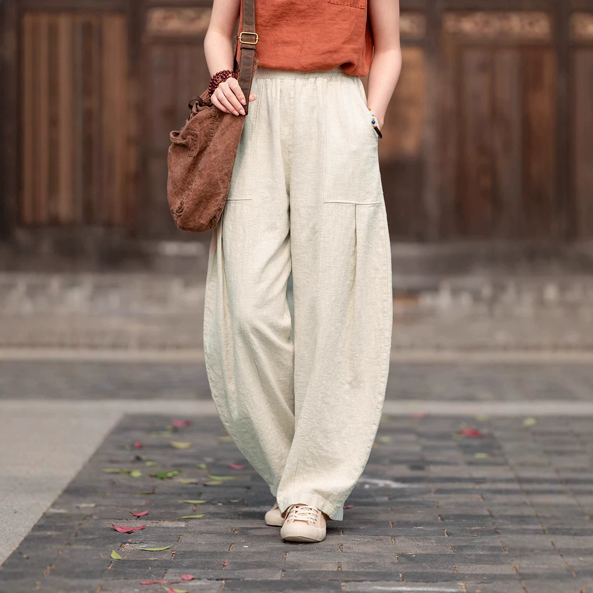 Women's Retro Loose Wide-Leg Lantern Pants Casual