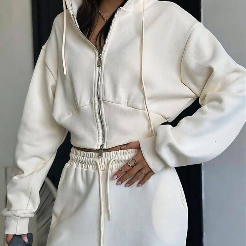 Women's Casual Zip-Up Hoodie and Drawstring Pants Two-Piece Set