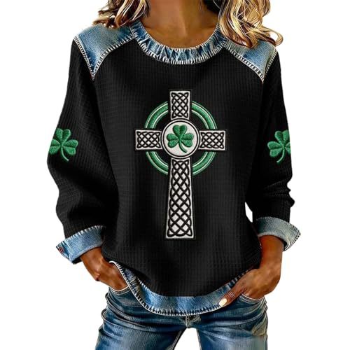 Women's Clover Tree Plant Print Crewneck Sweatshirt