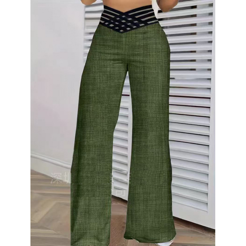 Women's High-Waist Cutout Belted Wide-Leg Straight Pants