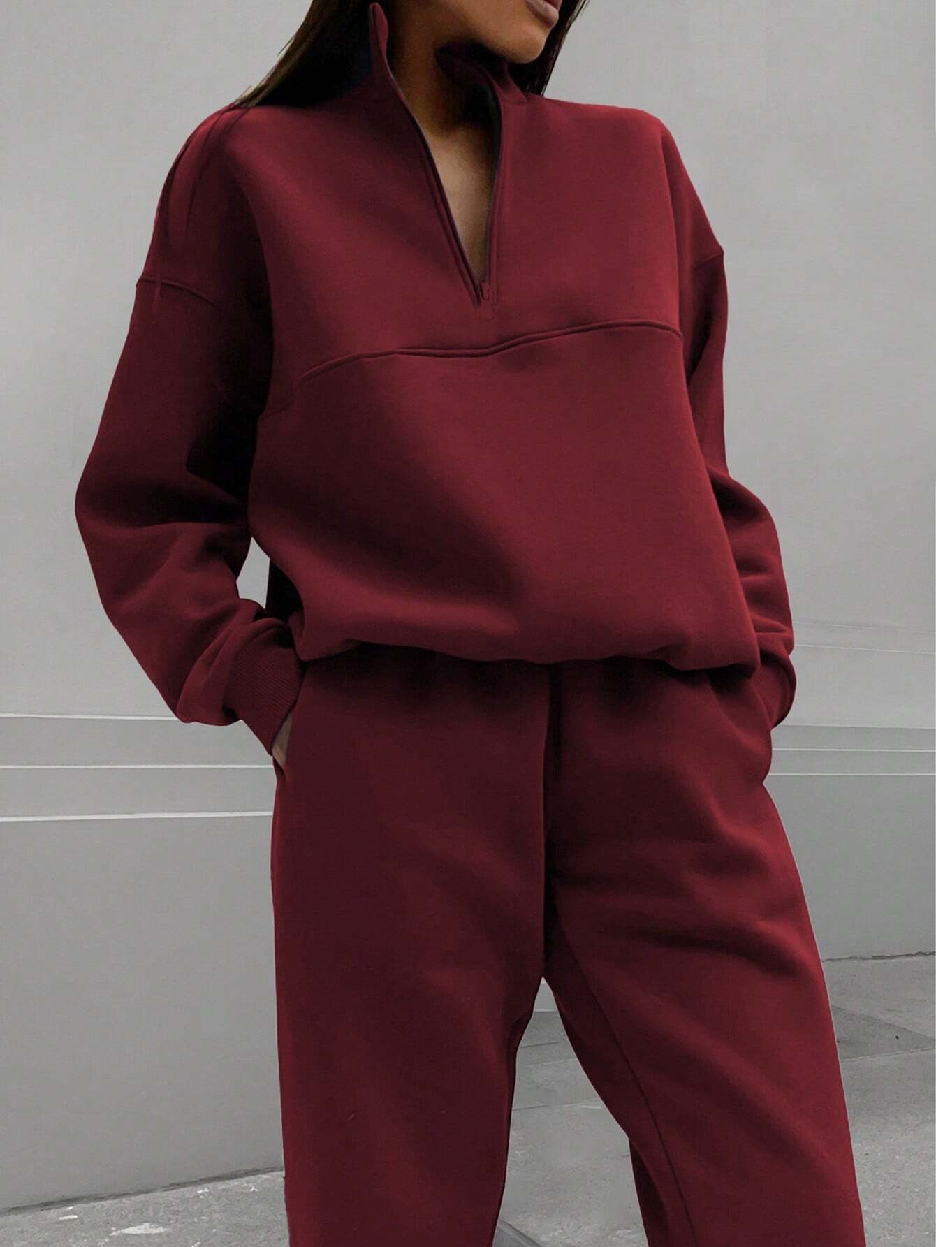 Women's Casual Thick Long-Sleeve Hoodie and Pants Two-Piece Set