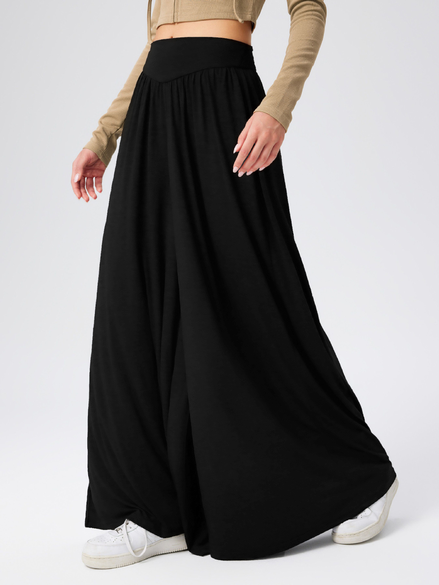 Women's High-Waist Wide-Leg Dance Pants Draped Casual Trousers